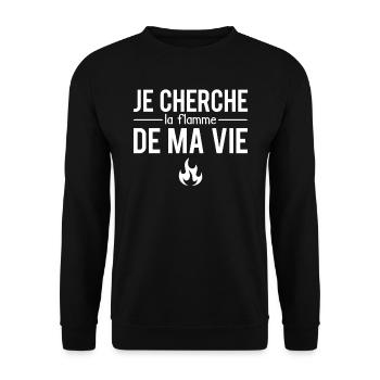 Je cherche la flamme de ma vie couple humour - Sweat-shirt Unisexe - noir - Devant - Alina (178cm) & Michal (187cm)