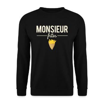 Monsieur frites nourriture fast food humour - Sweat-shirt Unisexe - noir - Devant - Alina (178cm) & Michal (187cm)