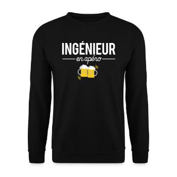 Ingénieur en apéro blague bière alcool humour - Sweat-shirt Unisexe - noir - Devant - Alina (178cm) & Michal (187cm)