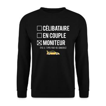 Célibataire en couple moniteur auto école - Sweat-shirt Unisexe - noir - Devant - Alina (178cm) & Michal (187cm)