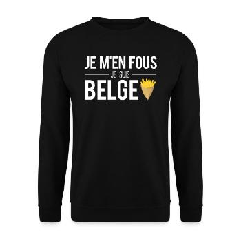 Je m'en fous je suis belge belgique humour - Sweat-shirt Unisexe - noir - Devant - Alina (178cm) & Michal (187cm)