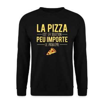 La pizza est la solution blague amoureux pizza - Sweat-shirt Unisexe - noir - Devant - Alina (178cm) & Michal (187cm)