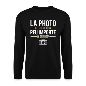 La photo est la solution blague photographe humour - Sweat-shirt Unisexe - noir - Devant - Alina (178cm) & Michal (187cm)
