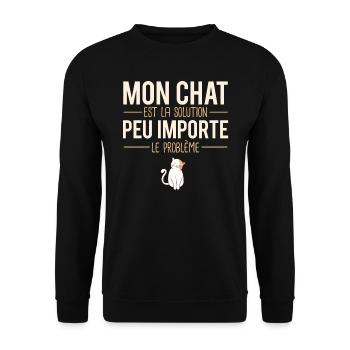 Mon chat est la solution amoureux chat humour - Sweat-shirt Unisexe - noir - Devant - Alina (178cm) & Michal (187cm)
