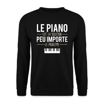 Le piano est la solution musique joueur piano - Sweat-shirt Unisexe - noir - Devant - Alina (178cm) & Michal (187cm)