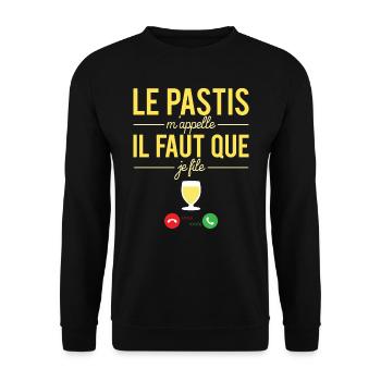 Le pastis m'appelle blague alcool jaune humour - Sweat-shirt Unisexe - noir - Devant - Alina (178cm) & Michal (187cm)