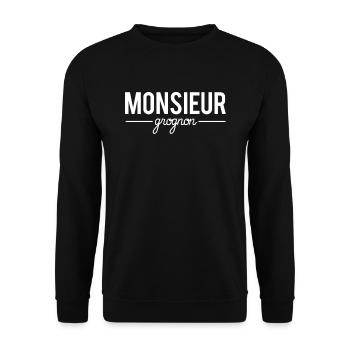 Monsieur grognon homme aigri humour - Sweat-shirt Unisexe - noir - Devant - Alina (178cm) & Michal (187cm)