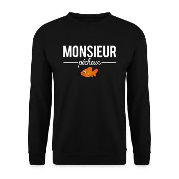 Monsieur pêcheur blague pêche papa pêcheur - Sweat-shirt Unisexe - noir - Devant - Alina (178cm) & Michal (187cm)