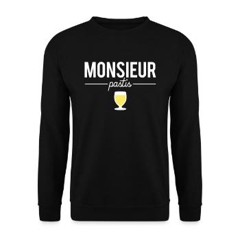 Monsieur pastis jaune blague amateur pastis - Sweat-shirt Unisexe - noir - Devant - Alina (178cm) & Michal (187cm)