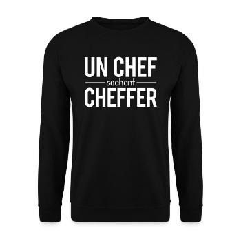 Un chef sachant cheffer blague patron humour - Sweat-shirt Unisexe - noir - Devant - Alina (178cm) & Michal (187cm)
