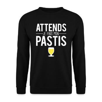 Attends je finis mon pastis jaune alcool humour - Sweat-shirt Unisexe - noir - Devant - Alina (178cm) & Michal (187cm)
