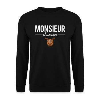 Monsieur chasseur cadeau meilleur chasseur humour - Sweat-shirt Unisexe - noir - Devant - Alina (178cm) & Michal (187cm)