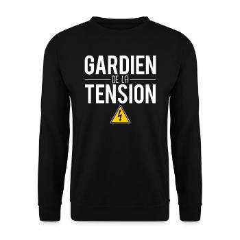 Gardien de la tension cadeau électricien humour - Sweat-shirt Unisexe - noir - Devant - Alina (178cm) & Michal (187cm)