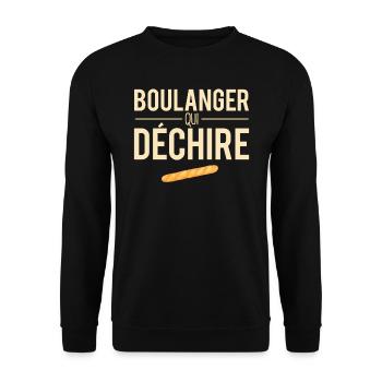 Boulanger qui déchire baguette boulangerie - Sweat-shirt Unisexe - noir - Devant - Alina (178cm) & Michal (187cm)