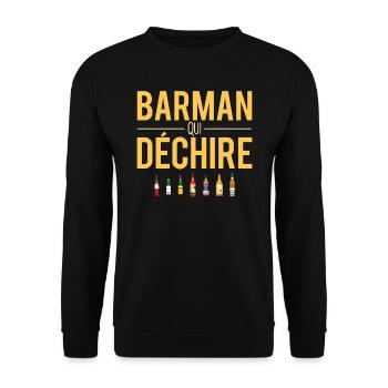 Barman qui déchire cadeau meilleur barman humour - Sweat-shirt Unisexe - noir - Devant - Alina (178cm) & Michal (187cm)