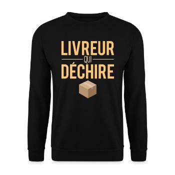 Livreur qui déchire métier cadeau meilleur livreur - Sweat-shirt Unisexe - noir - Devant - Alina (178cm) & Michal (187cm)