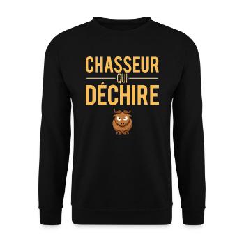 Chasseur qui déchire cadeau papa chasseur - Sweat-shirt Unisexe - noir - Devant - Alina (178cm) & Michal (187cm)