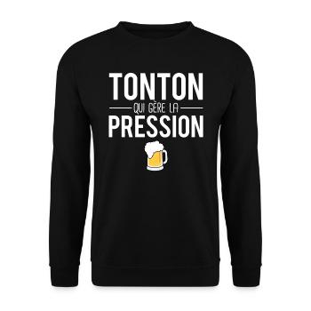 Tonton qui gère la pression mousse pression humour - Sweat-shirt Unisexe - noir - Devant - Alina (178cm) & Michal (187cm)