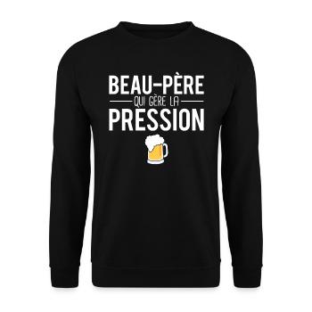 Beau-père qui gère la pression mousse bière humour - Sweat-shirt Unisexe - noir - Devant - Alina (178cm) & Michal (187cm)