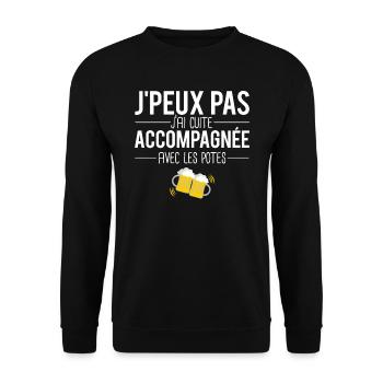 J'peux pas j'ai cuite accompagnée avec les potes - Sweat-shirt Unisexe - noir - Devant - Alina (178cm) & Michal (187cm)