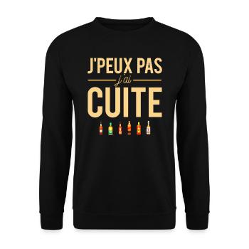 J'peux pas j'ai cuite bourré apéro humour - Sweat-shirt Unisexe - noir - Devant - Alina (178cm) & Michal (187cm)