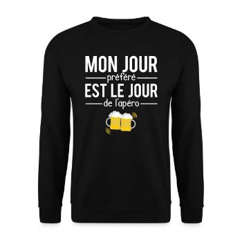 Mon jour préféré est le jour de l'apéro alcool - Sweat-shirt Unisexe - noir - Devant - Alina (178cm) & Michal (187cm)