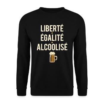 Liberté égalité alcoolisé blague amateur apéro - Sweat-shirt Unisexe - noir - Devant - Alina (178cm) & Michal (187cm)