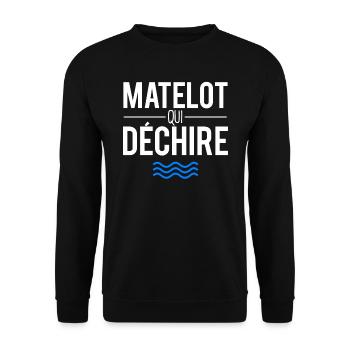 Matelot qui déchire capitaine bateau humour - Sweat-shirt Unisexe - noir - Devant - Alina (178cm) & Michal (187cm)