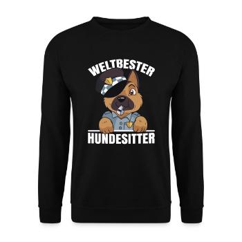 Weltbester Hundesitter - Unisex Pullover - Schwarz - Vorne - Alina (178cm) & Michal (187cm)