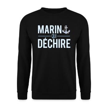 Marin qui déchire blague capitaine bateau humour - Sweat-shirt Unisexe - noir - Devant - Alina (178cm) & Michal (187cm)