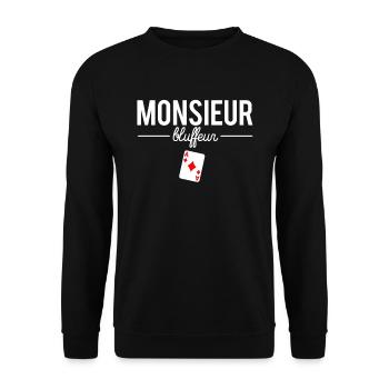 Monsieur bluffeur amateur poker humour - Sweat-shirt Unisexe - noir - Devant - Alina (178cm) & Michal (187cm)