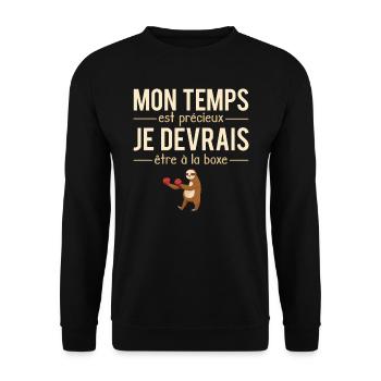 Mon temps est précieux boxe boxeur humour - Sweat-shirt Unisexe - noir - Devant - Alina (178cm) & Michal (187cm)