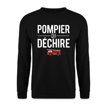 Pompier qui déchire meilleur pompier humour - Sweat-shirt Unisexe - noir - Devant - Alina (178cm) & Michal (187cm)