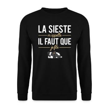 La sieste m'appelle il faut que je file fatigue - Sweat-shirt Unisexe - noir - Devant - Alina (178cm) & Michal (187cm)