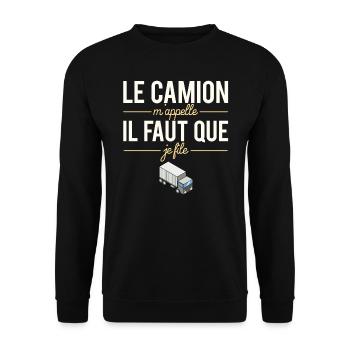 Le camion m'appelle il faut que je file routier - Sweat-shirt Unisexe - noir - Devant - Alina (178cm) & Michal (187cm)