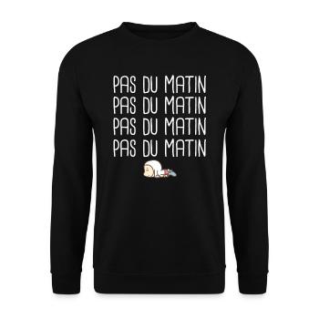 Pas du matin je déteste le matin réveil humour - Sweat-shirt Unisexe - noir - Devant - Alina (178cm) & Michal (187cm)