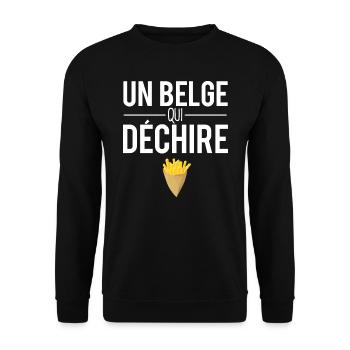 Un belge qui déchire blague belge humour - Sweat-shirt Unisexe - noir - Devant - Alina (178cm) & Michal (187cm)