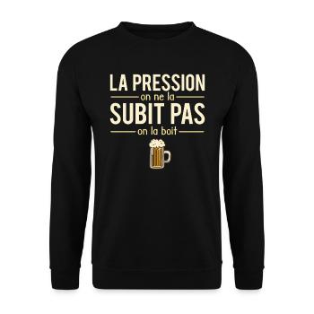 La pression on ne la subit pas on la boit apéro - Sweat-shirt Unisexe - noir - Devant - Alina (178cm) & Michal (187cm)
