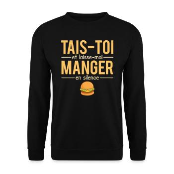 Tais-toi et laisse-moi manger en silence - Sweat-shirt Unisexe - noir - Devant - Alina (178cm) & Michal (187cm)