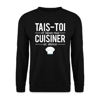Tais-toi et laisse-moi cuisinier en silence - Sweat-shirt Unisexe - noir - Devant - Alina (178cm) & Michal (187cm)