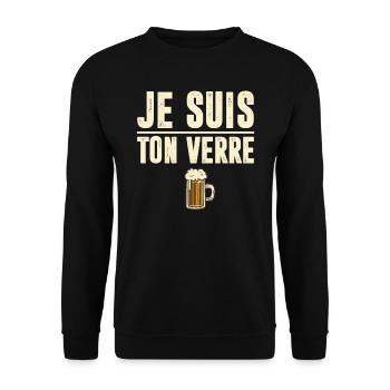 Je suis ton verre blague bière humour - Sweat-shirt Unisexe - noir - Devant - Alina (178cm) & Michal (187cm)