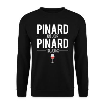 Pinard un jour pinard toujours blague vin humour - Sweat-shirt Unisexe - noir - Devant - Alina (178cm) & Michal (187cm)