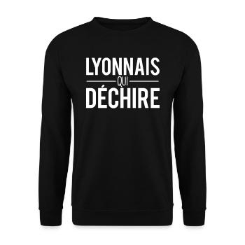 Lyonnais qui déchire habitant lyon humour - Sweat-shirt Unisexe - noir - Devant - Alina (178cm) & Michal (187cm)