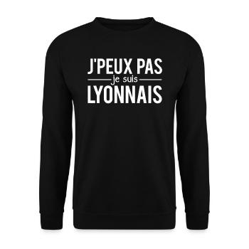 J'peux pas je suis lyonnais habitant lyon - Sweat-shirt Unisexe - noir - Devant - Alina (178cm) & Michal (187cm)