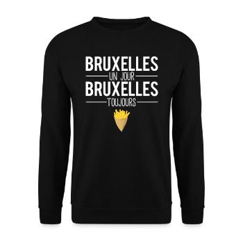 Bruxelles un jour bruxelles toujours bruxellois - Sweat-shirt Unisexe - noir - Devant - Alina (178cm) & Michal (187cm)