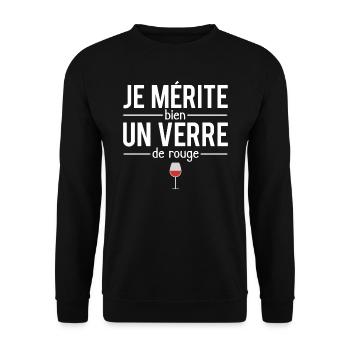 Je mérite bien un verre de rouge vin humour - Sweat-shirt Unisexe - noir - Devant - Alina (178cm) & Michal (187cm)