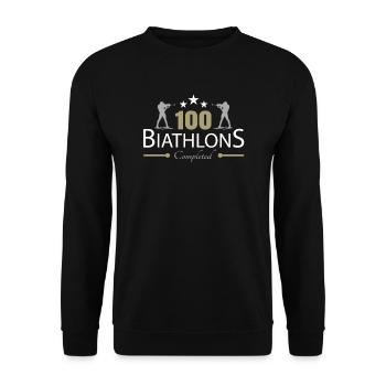 100. Biathlon - Unisex Pullover - Schwarz - Vorne - Alina (178cm) & Michal (187cm)