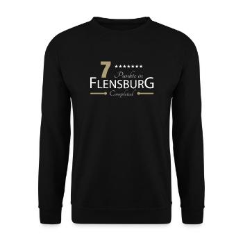 7 Punkte in Flensburg - Unisex Pullover - Schwarz - Vorne - Alina (178cm) & Michal (187cm)
