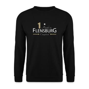 1 Punkt in Flensburg - Unisex Pullover - Schwarz - Vorne - Alina (178cm) & Michal (187cm)