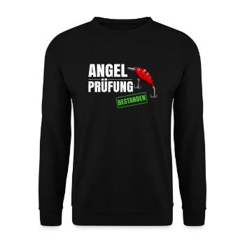 Angelprüfung - Unisex Pullover - Schwarz - Vorne - Alina (178cm) & Michal (187cm)